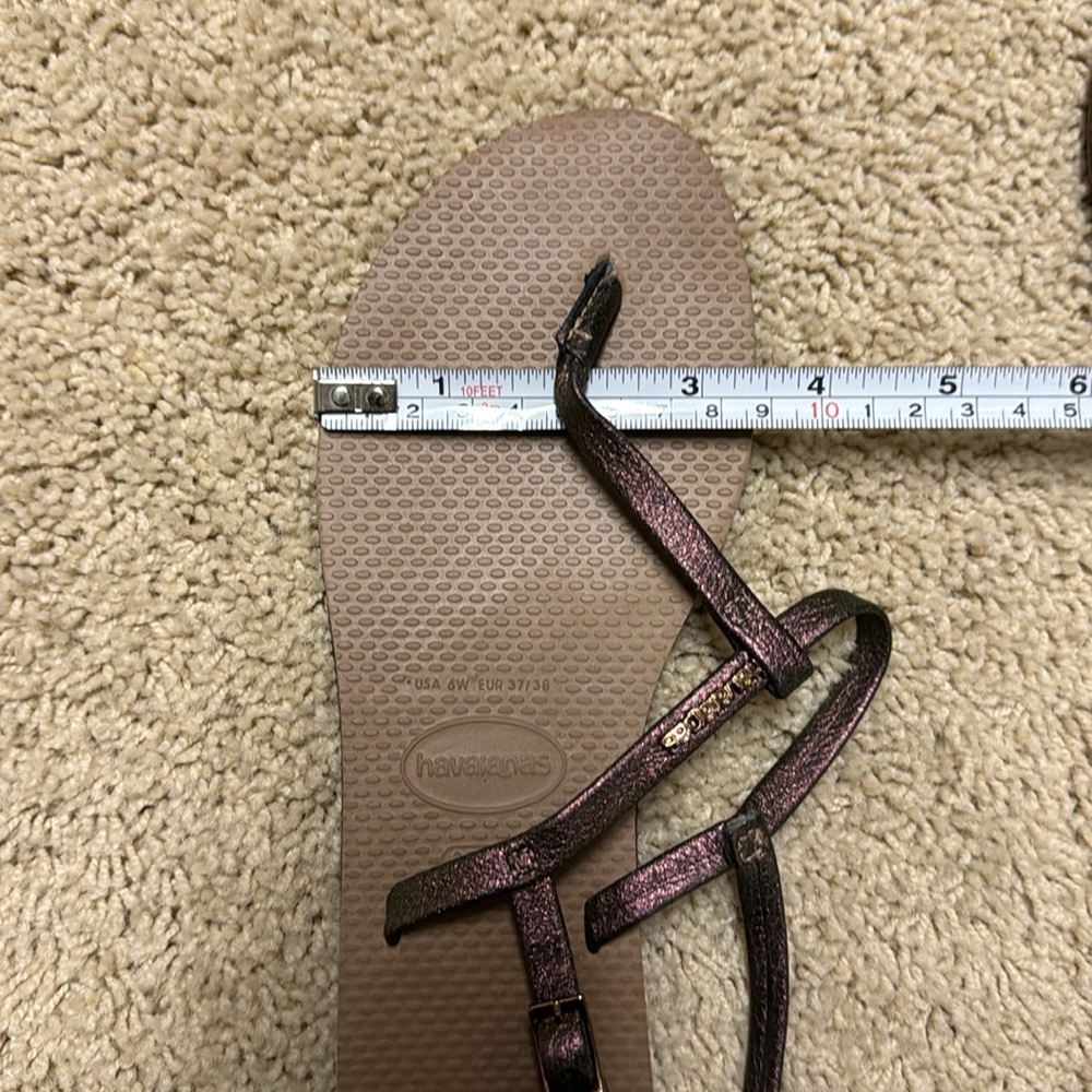EUC Havaianas Womens metallic leather ankle strap sandals Sz 6 or EU 37/38 - Picture 9 of 10